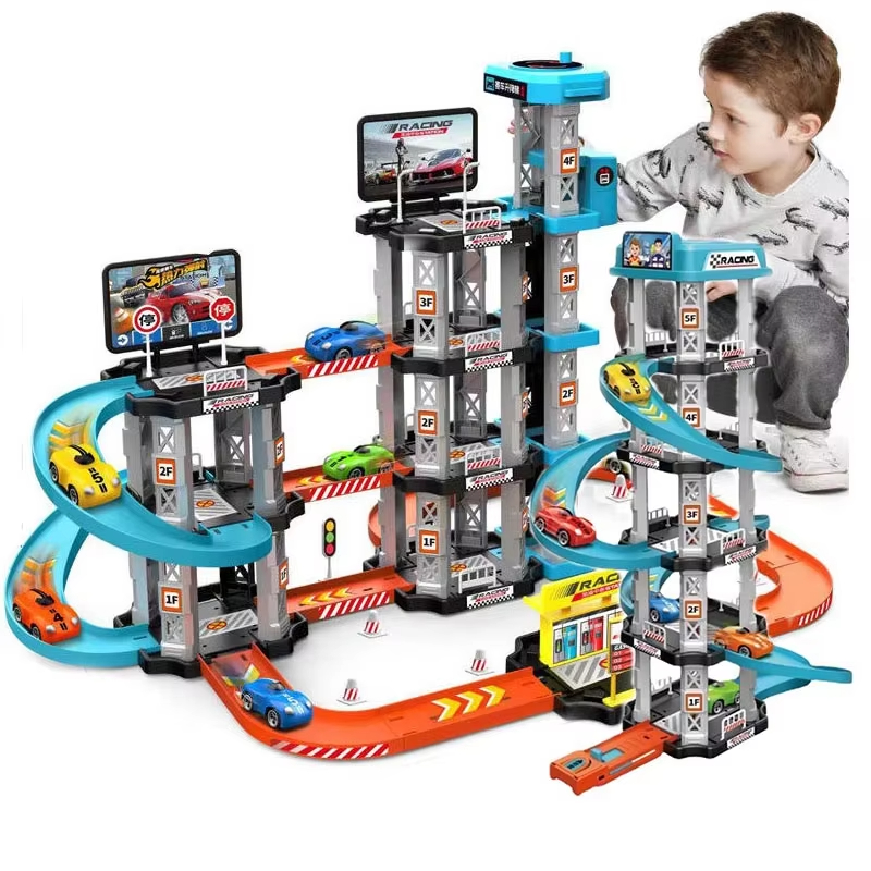 Catapult Launcher Toy - ของเล่นสนามแข่งรถพร้อมทางลาด ของเล่นสนามแข่งรถสำหรับเด็ก ของเล่นสนามแข่งรถแบบยิงต่อเนื่อง ของเล่นสนามแข่งรถสำหรับเด็ก ชุดสร้างที่จอดรถ สถานีบริการน้ำมัน